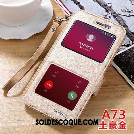 Coque Oppo A73 Rouge Ornements Suspendus Étui En Cuir Téléphone Portable En Vente