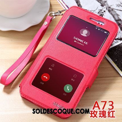 Coque Oppo A73 Rouge Ornements Suspendus Étui En Cuir Téléphone Portable En Vente