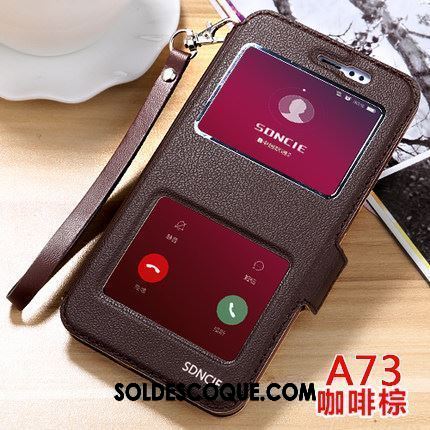 Coque Oppo A73 Rouge Ornements Suspendus Étui En Cuir Téléphone Portable En Vente