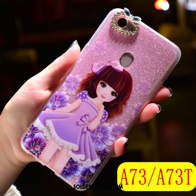 Coque Oppo A73 Strass Téléphone Portable Fluide Doux Rose Tendance En Vente