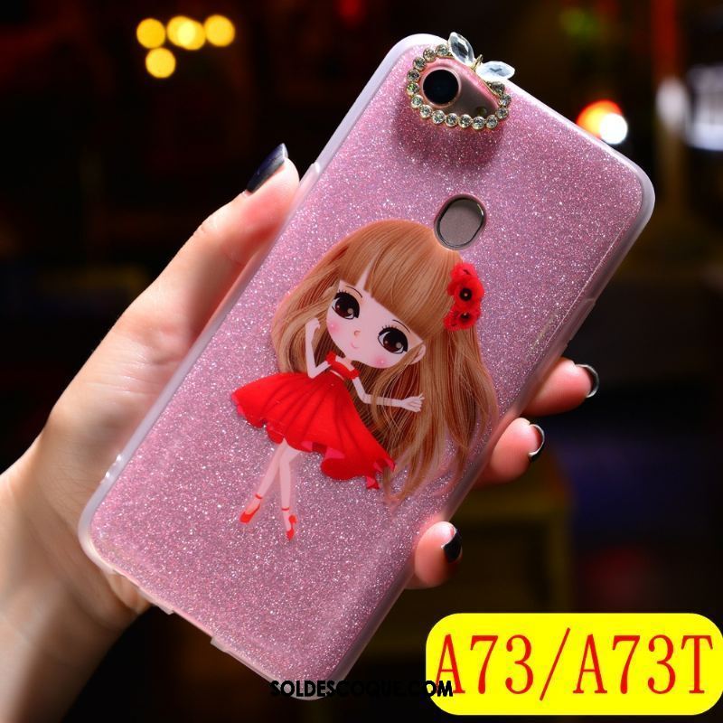 Coque Oppo A73 Strass Téléphone Portable Fluide Doux Rose Tendance En Vente