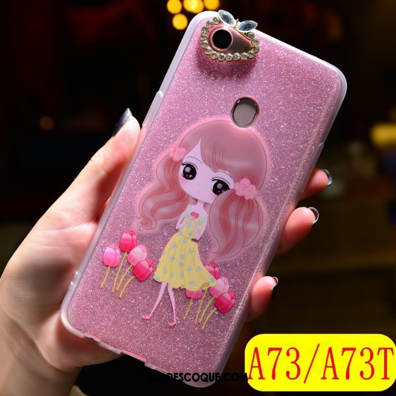 Coque Oppo A73 Strass Téléphone Portable Fluide Doux Rose Tendance En Vente