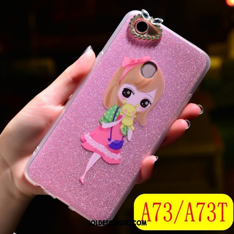 Coque Oppo A73 Strass Téléphone Portable Fluide Doux Rose Tendance En Vente