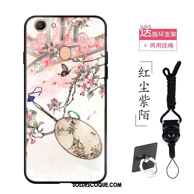 Coque Oppo A73 Style Chinois Incassable Floral Créatif Délavé En Daim Pas Cher