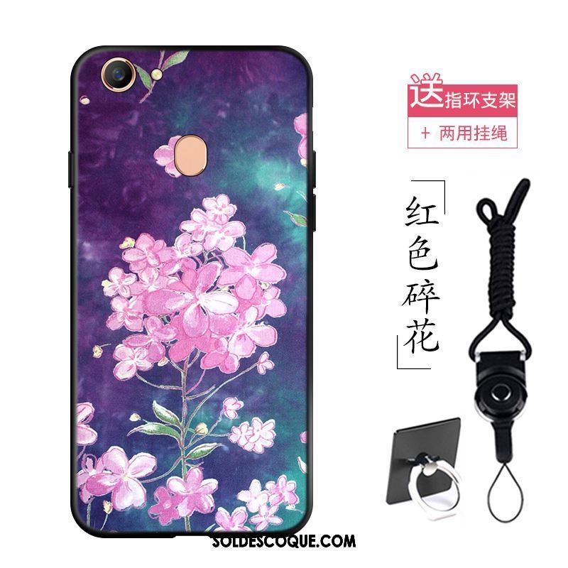 Coque Oppo A73 Style Chinois Incassable Floral Créatif Délavé En Daim Pas Cher