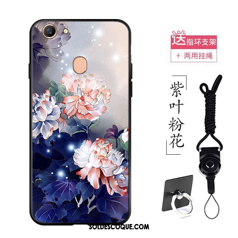 Coque Oppo A73 Style Chinois Incassable Floral Créatif Délavé En Daim Pas Cher