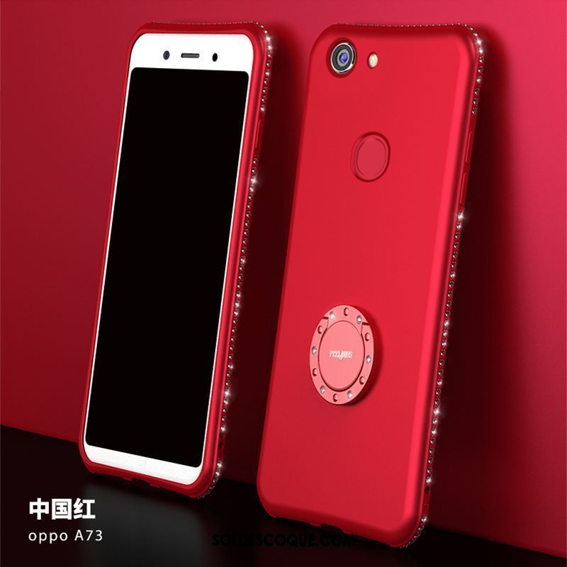 Coque Oppo A73 Support Incassable Ornements Suspendus Strass Rouge France