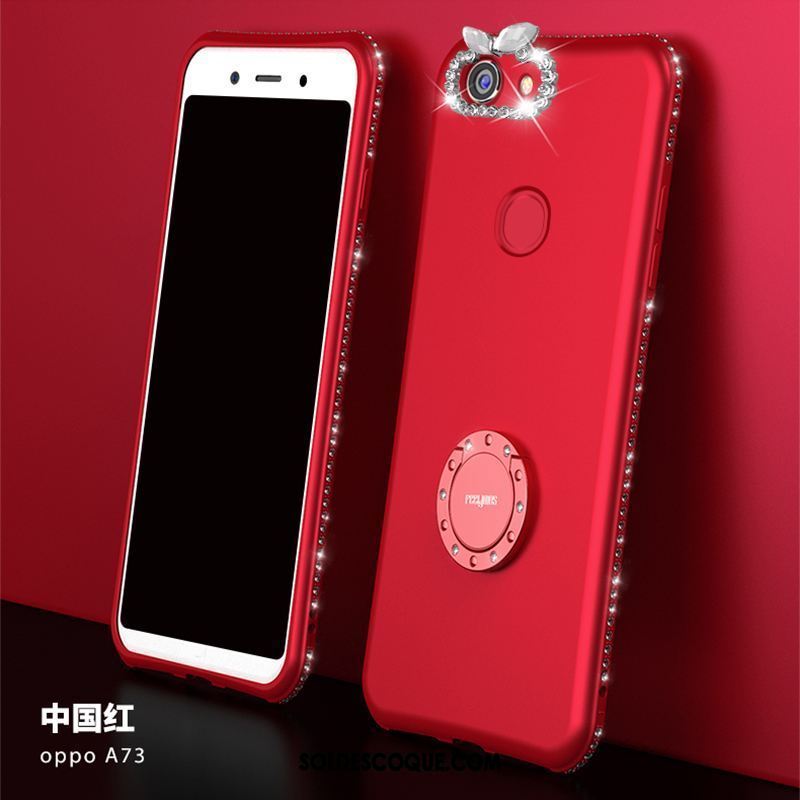 Coque Oppo A73 Support Incassable Ornements Suspendus Strass Rouge France