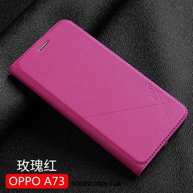 Coque Oppo A73 Téléphone Portable Tendance Étui En Cuir Protection Noir Pas Cher