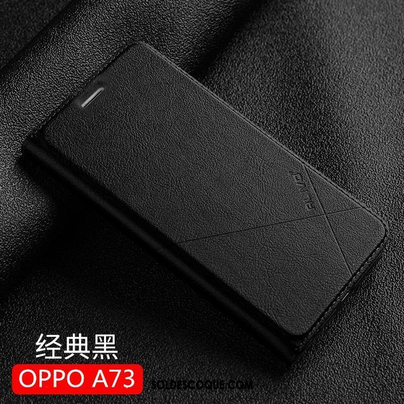 Coque Oppo A73 Téléphone Portable Tendance Étui En Cuir Protection Noir Pas Cher