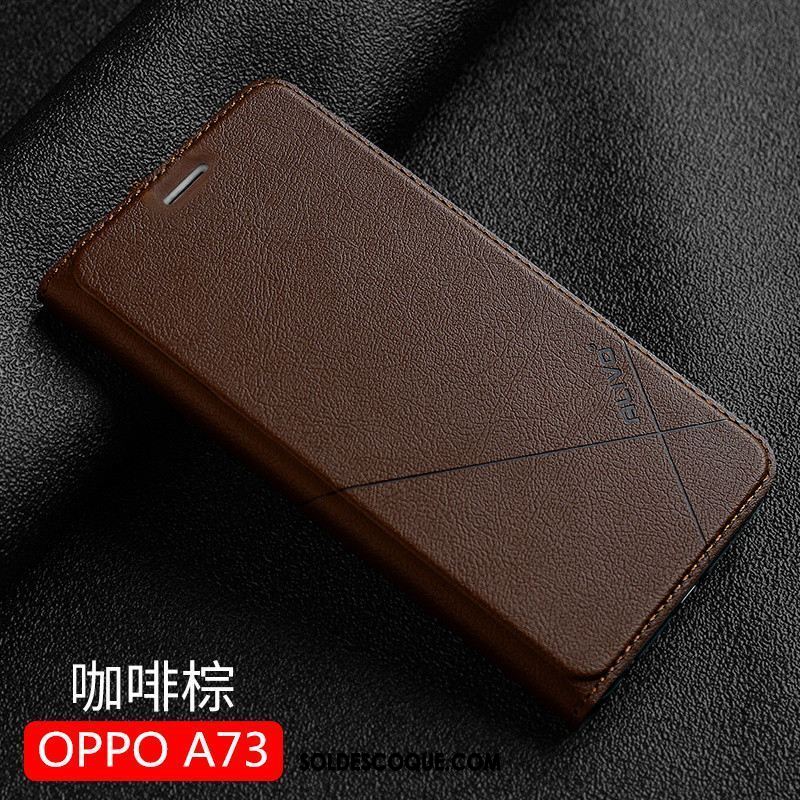 Coque Oppo A73 Téléphone Portable Tendance Étui En Cuir Protection Noir Pas Cher