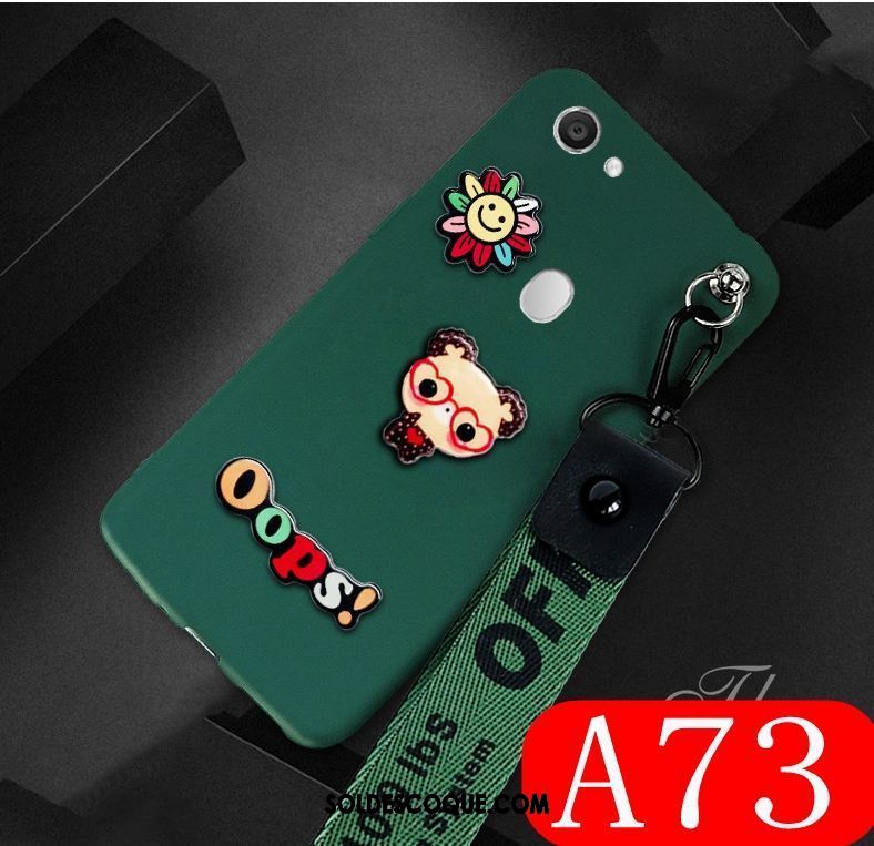 Coque Oppo A73 Vert Créatif Charmant Incassable Délavé En Daim Pas Cher