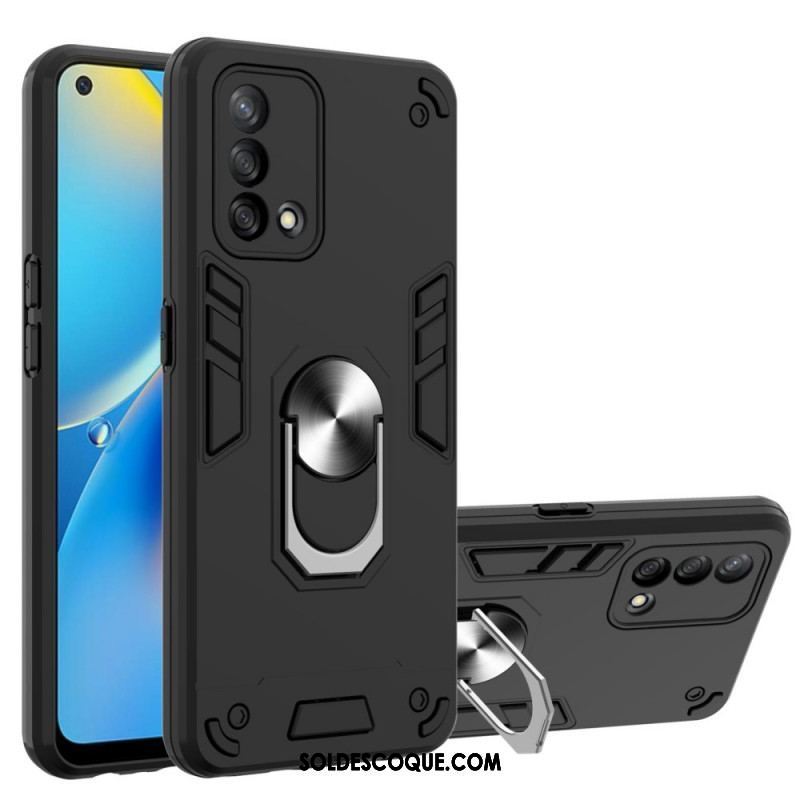 Coque Oppo A74 4G Détachable Anneau-Support Métallisée