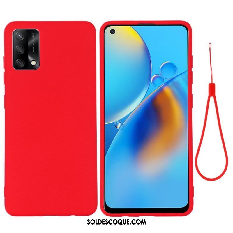 Coque Oppo A74 4G Silicone Liquide Avec Lanière