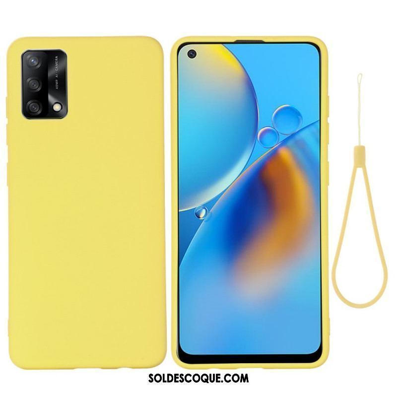 Coque Oppo A74 4G Silicone Liquide Avec Lanière