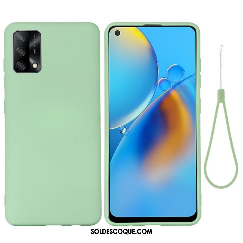 Coque Oppo A74 4G Silicone Liquide Avec Lanière