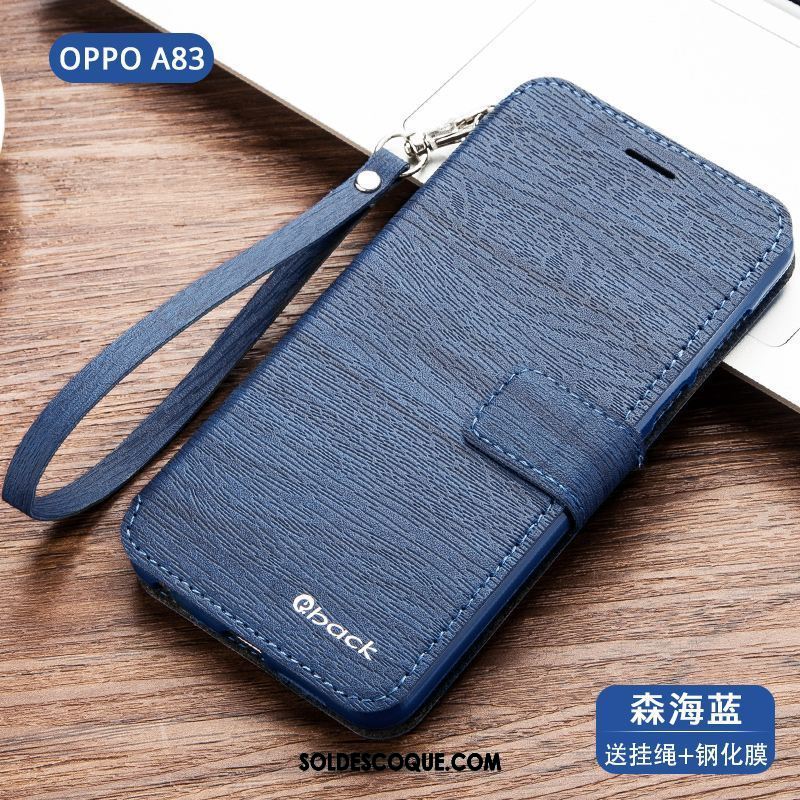 Coque Oppo A83 Bleu Marin Étui En Cuir Incassable Téléphone Portable Tout Compris En Ligne