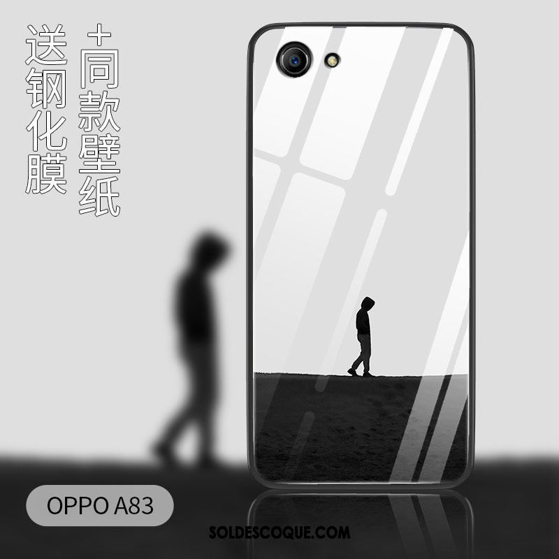 Coque Oppo A83 Créatif Téléphone Portable Verre Trempé Bleu Étui En Ligne