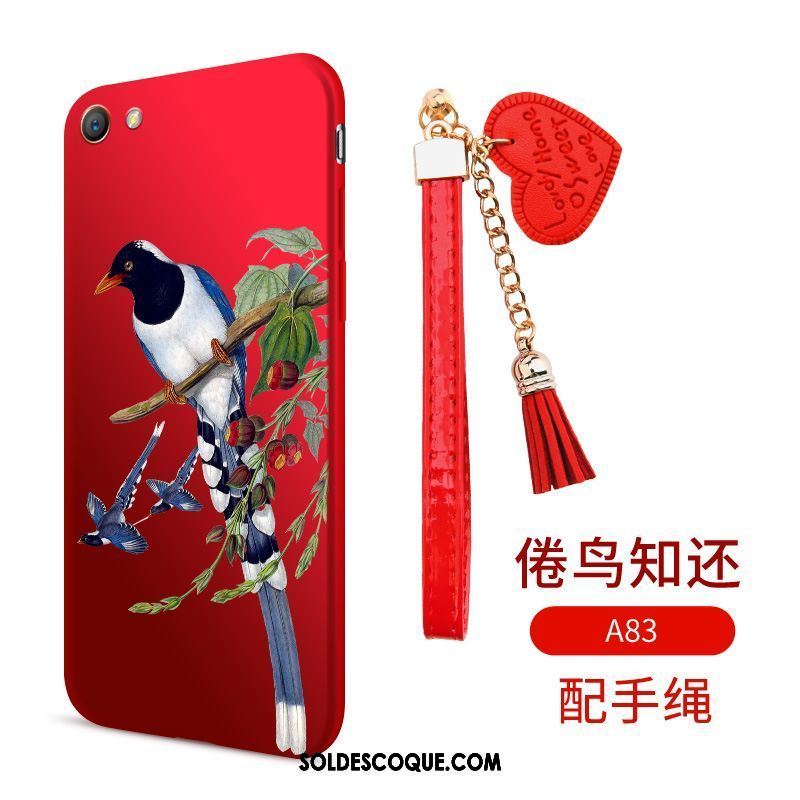 Coque Oppo A83 Protection Incassable Rouge Étui Ornements Suspendus En Vente