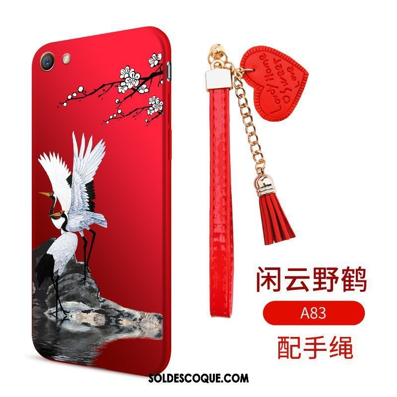 Coque Oppo A83 Protection Incassable Rouge Étui Ornements Suspendus En Vente