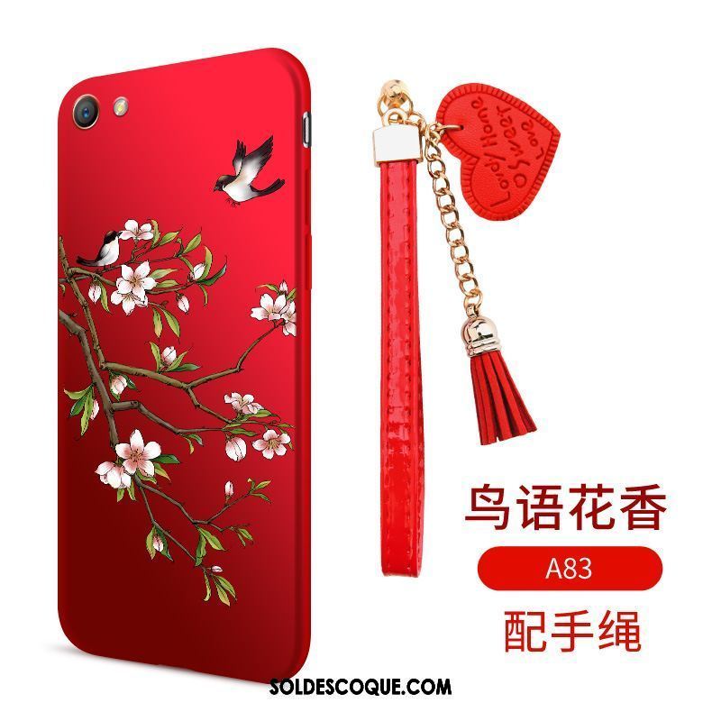 Coque Oppo A83 Protection Incassable Rouge Étui Ornements Suspendus En Vente