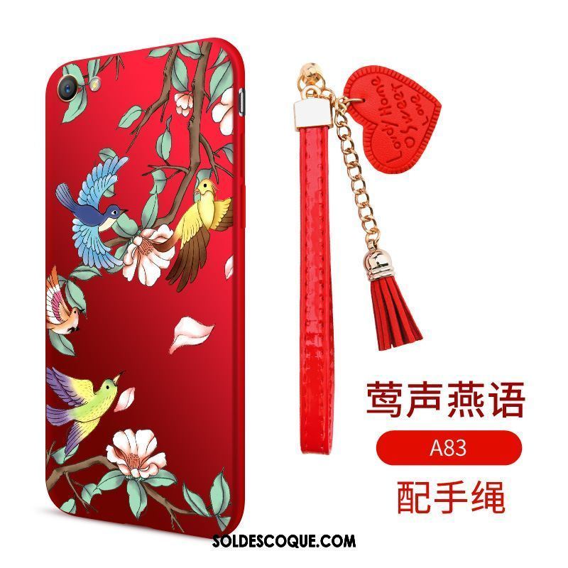 Coque Oppo A83 Protection Incassable Rouge Étui Ornements Suspendus En Vente