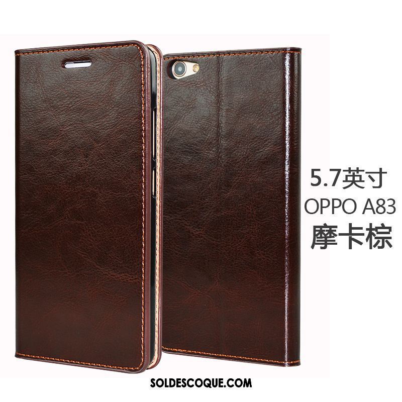 Coque Oppo A83 Étui En Cuir Tout Compris Incassable Protection Noir Pas Cher