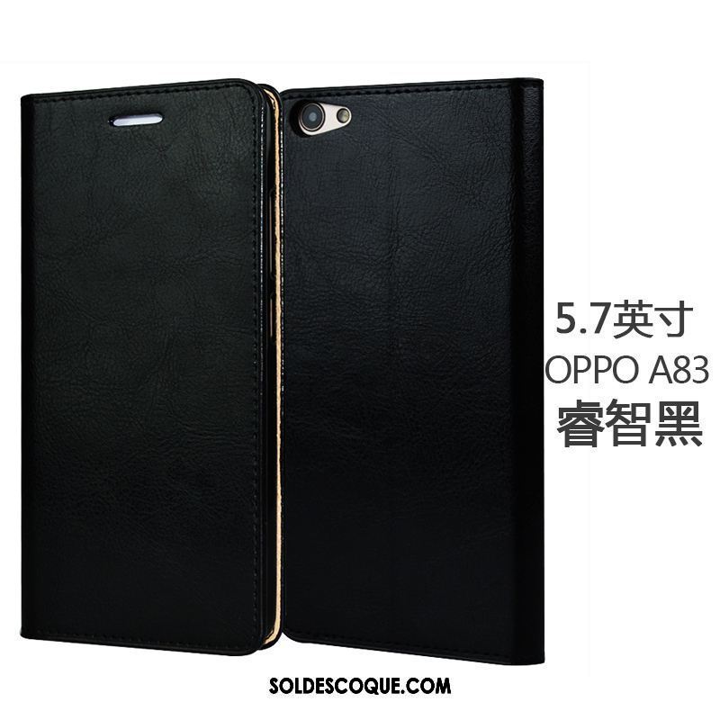 Coque Oppo A83 Étui En Cuir Tout Compris Incassable Protection Noir Pas Cher