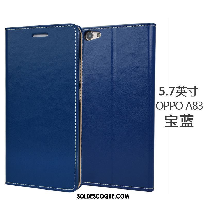 Coque Oppo A83 Étui En Cuir Tout Compris Incassable Protection Noir Pas Cher