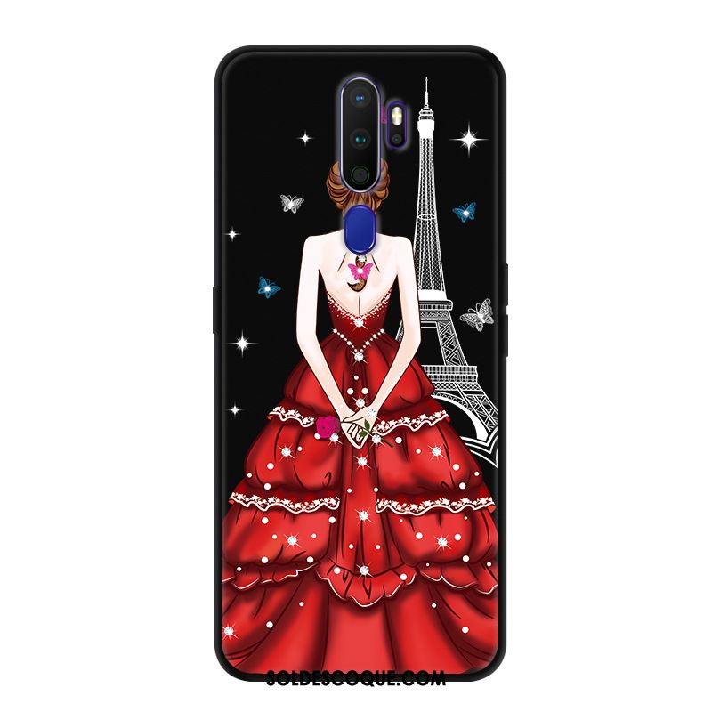 Coque Oppo A9 2020 Téléphone Portable Étui Protection Délavé En Daim Noir Housse En Vente