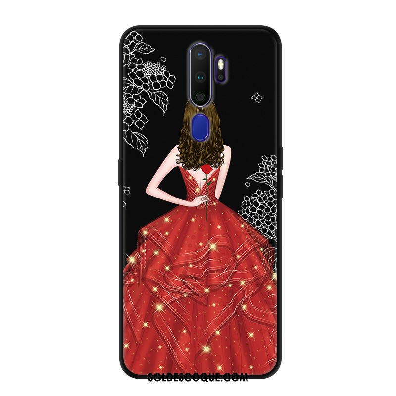 Coque Oppo A9 2020 Téléphone Portable Étui Protection Délavé En Daim Noir Housse En Vente