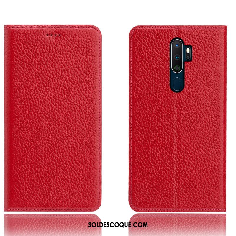 Coque Oppo A9 2020 Étui En Cuir Téléphone Portable Tout Compris Cuir Véritable Incassable Housse Pas Cher