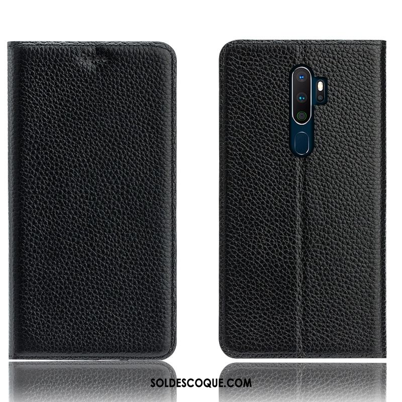 Coque Oppo A9 2020 Étui En Cuir Téléphone Portable Tout Compris Cuir Véritable Incassable Housse Pas Cher