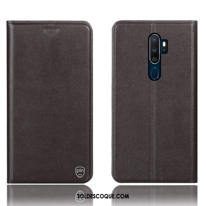 Coque Oppo A9 2020 Étui Étui En Cuir Téléphone Portable Noir Protection Pas Cher