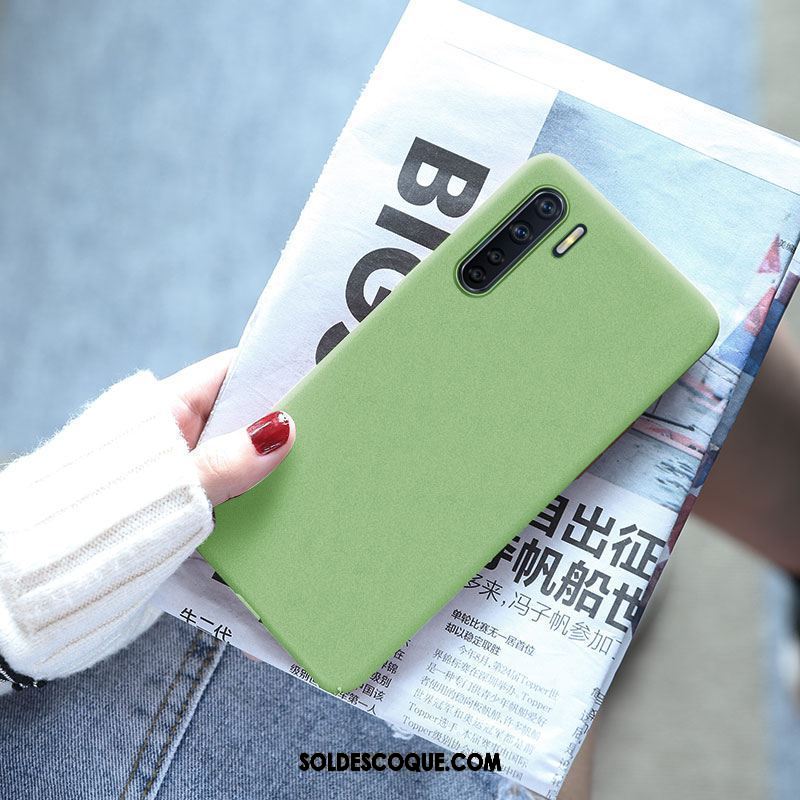 Coque Oppo A91 Couleur Unie Délavé En Daim Simple Net Rouge Téléphone Portable Pas Cher