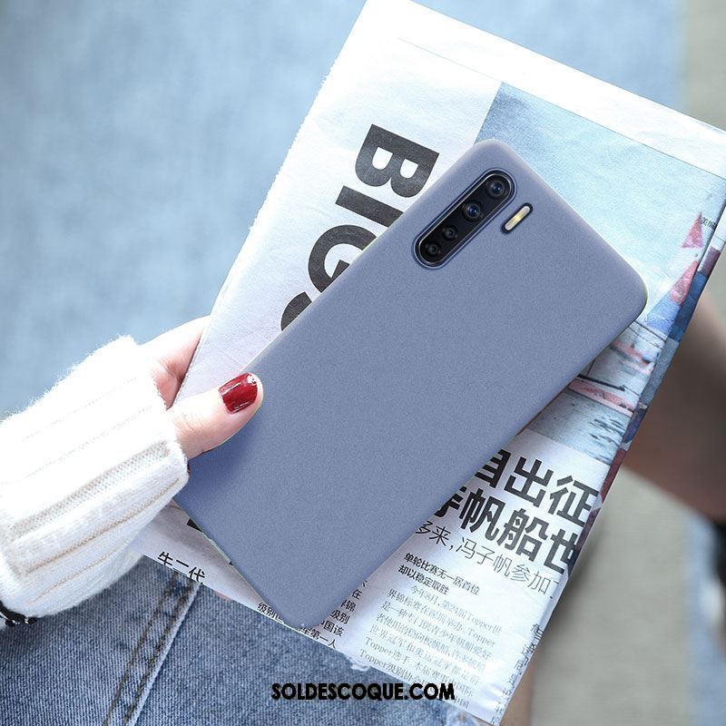 Coque Oppo A91 Couleur Unie Délavé En Daim Simple Net Rouge Téléphone Portable Pas Cher
