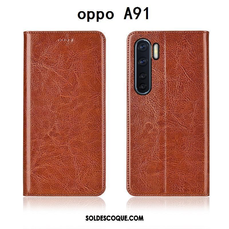 Coque Oppo A91 Incassable Fluide Doux Étui En Cuir Jeunesse Clamshell Pas Cher