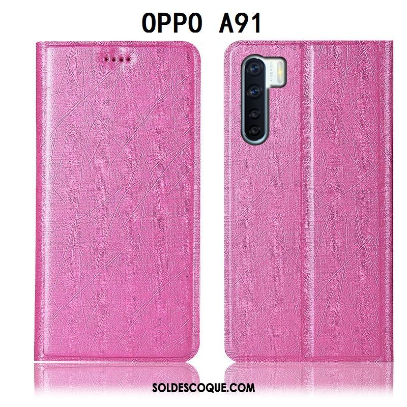 Coque Oppo A91 Incassable Protection Noir Étui En Cuir Soie Housse En Ligne