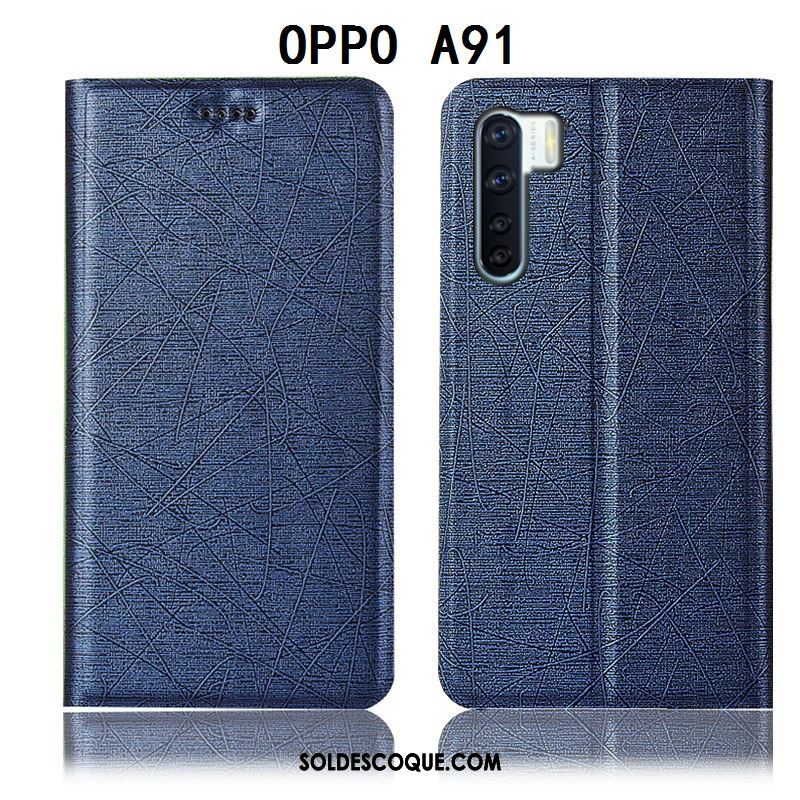 Coque Oppo A91 Incassable Protection Noir Étui En Cuir Soie Housse En Ligne