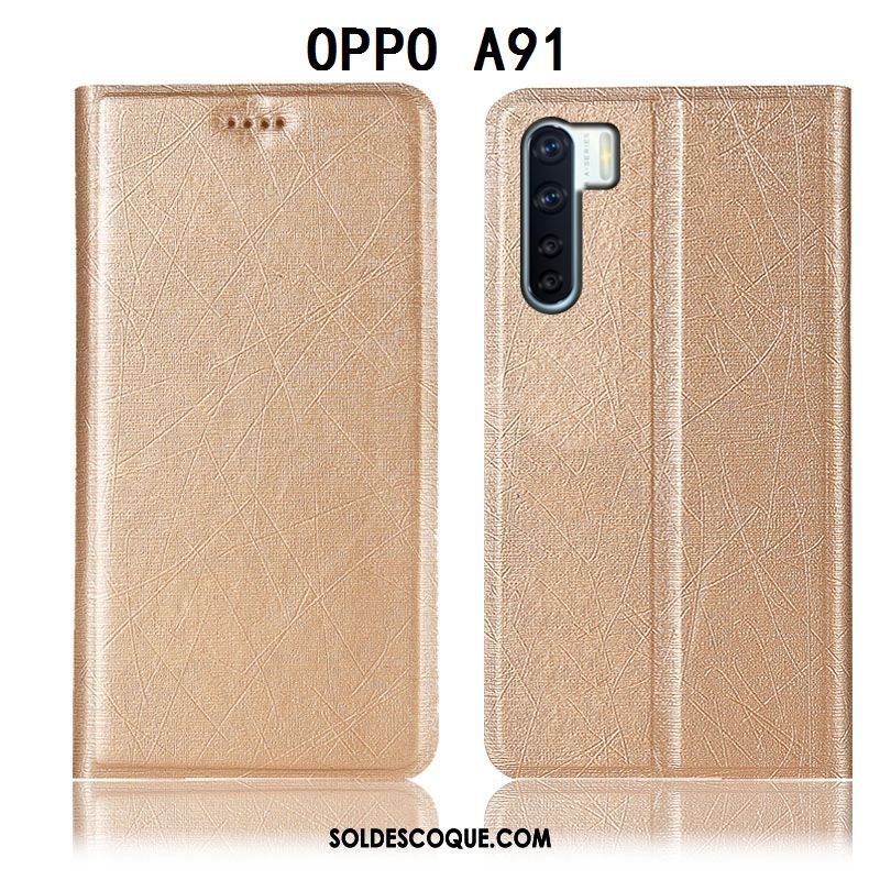 Coque Oppo A91 Incassable Protection Noir Étui En Cuir Soie Housse En Ligne