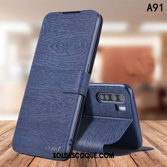 Coque Oppo A91 Incassable Étui En Cuir Tout Compris Protection Fluide Doux En Vente