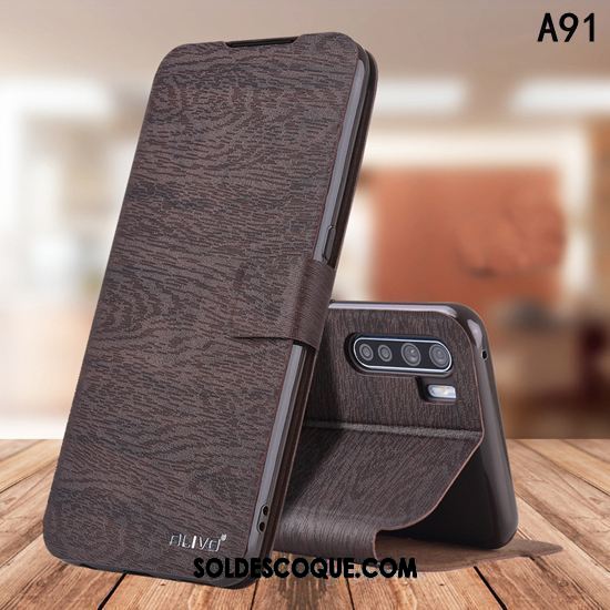 Coque Oppo A91 Incassable Étui En Cuir Tout Compris Protection Fluide Doux En Vente