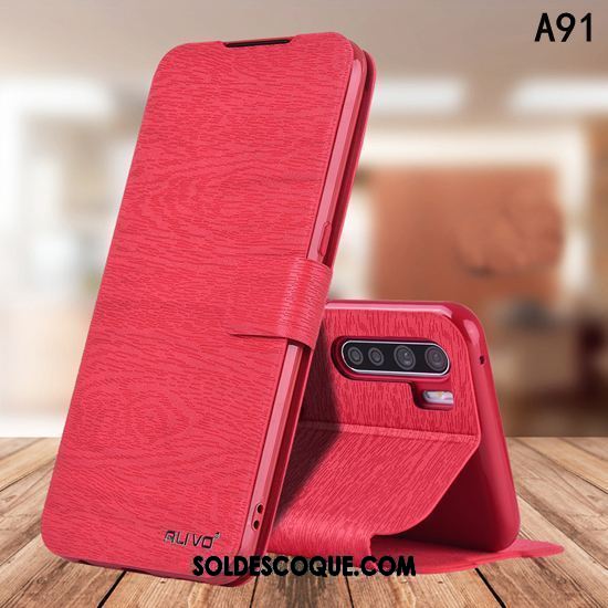 Coque Oppo A91 Incassable Étui En Cuir Tout Compris Protection Fluide Doux En Vente