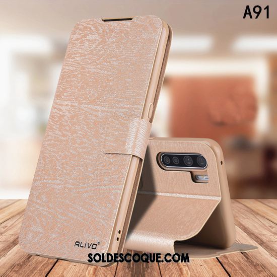 Coque Oppo A91 Incassable Étui En Cuir Tout Compris Protection Fluide Doux En Vente