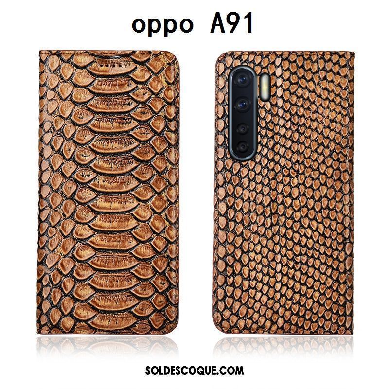 Coque Oppo A91 Noir Étui En Cuir Tout Compris Clamshell Téléphone Portable Soldes