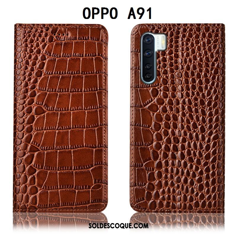 Coque Oppo A91 Protection Étui Étui En Cuir Téléphone Portable Incassable Pas Cher