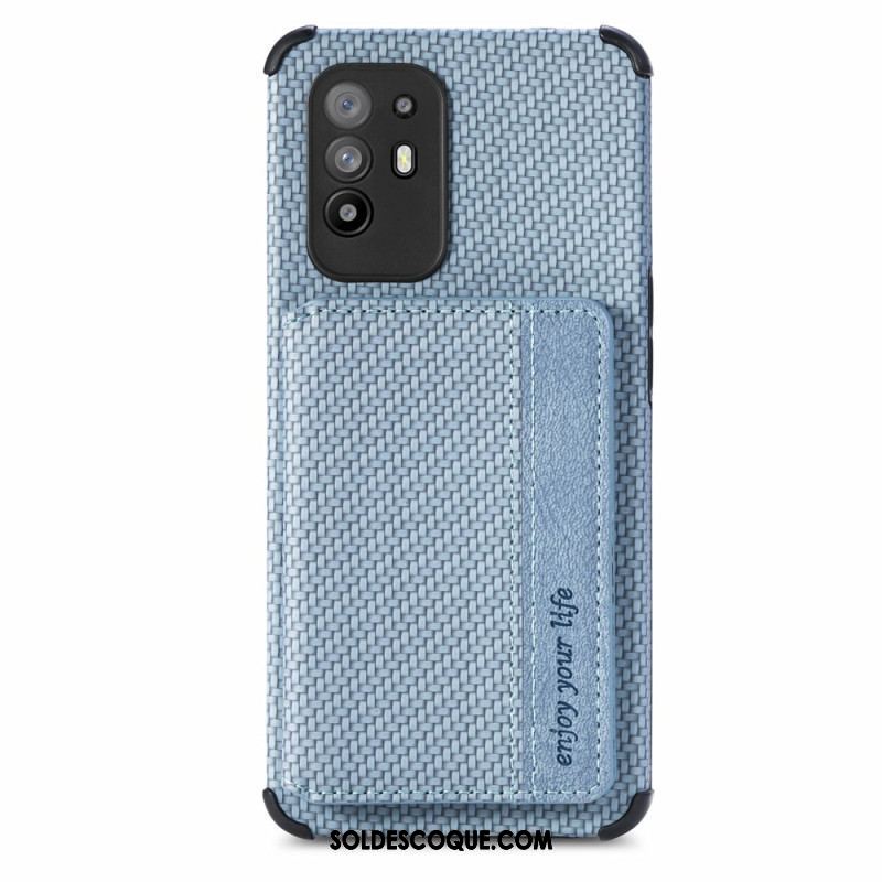 Coque Oppo A94 5G Fibre Carbone Porte-Cartes