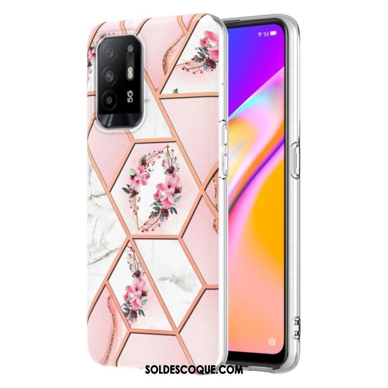 Coque Oppo A94 5G Marbre Géométrique Coloré