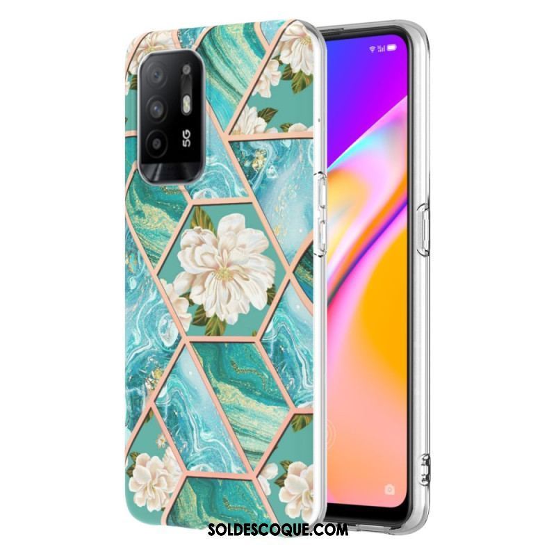 Coque Oppo A94 5G Marbre Géométrique Coloré