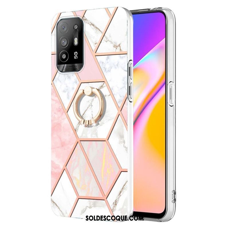 Coque Oppo A94 5G Marbre Géométrique avec Anneau